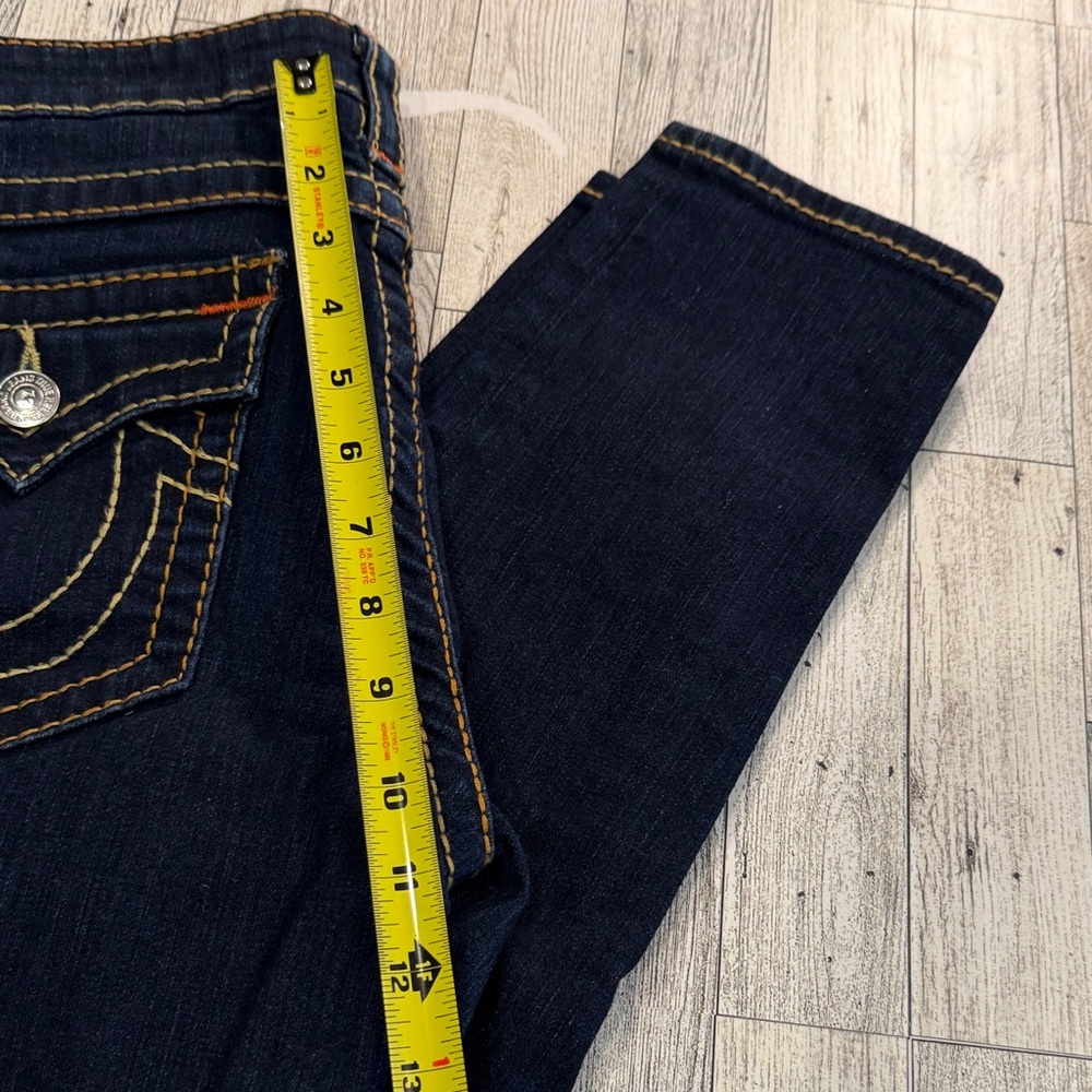 True Religion Dark Blue Boot Cut Jeans with Signature Back Pockets - Picture 4 of 5
